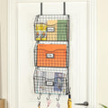 X-Cosrack 3-Tier Hanging Wall Files Rack With Door Hooks And 6Pcs S Shape Hooks, Over The Door File Organizer &Mounts On Wall Me