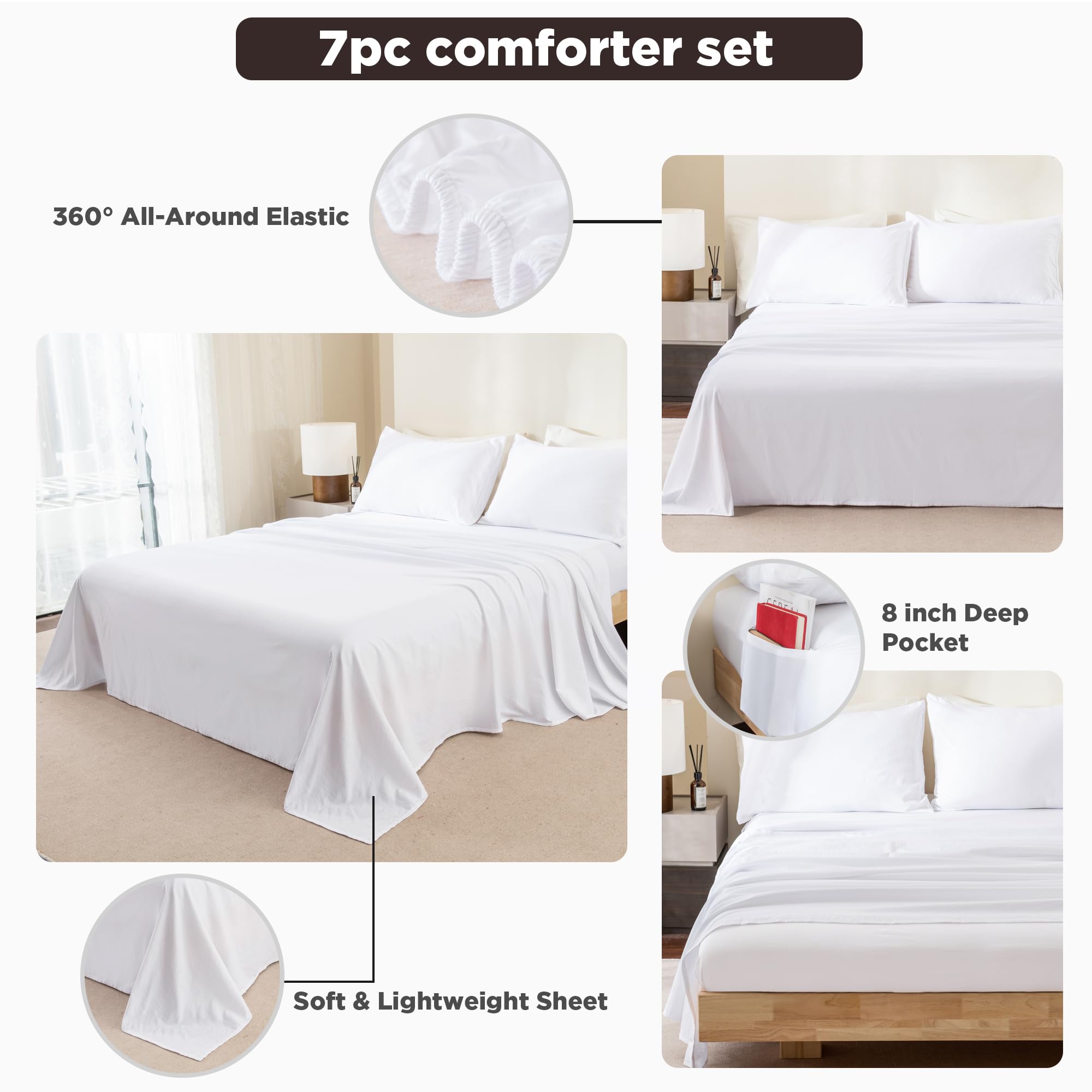 Andency Pink Comforter Set Queen Size - 7 Pieces Bed In A Bag Queen Bedding Comforter Sets, Summer Plain Soft Lightweight Comforter With Fitted Sheets, Flat Sheets, Pillowcases & Shams