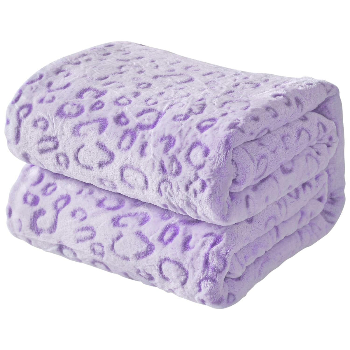 Fy Fiber House Flannel Fleece Throw Microfiber Blanket With 3D Cheetah Print, 90'X108', Purple