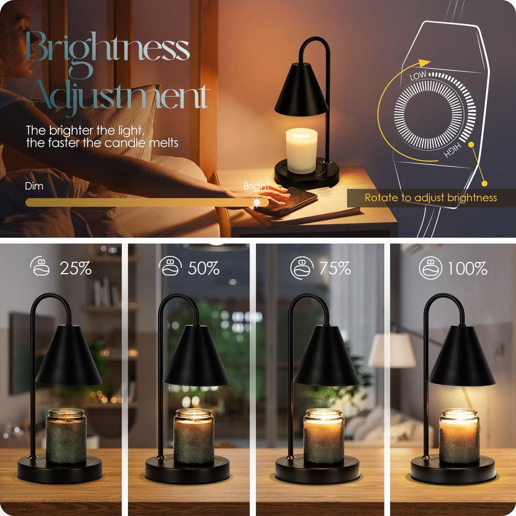 Aimoptg Candle Warmer Lamp,Electric Candle Warmer With Dimmable Light,Scented Wax Melter,No Smoke,Compatible With Various Jar,Wi
