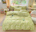 Karever Green Botanical Comforter Set King Sage Green Floral Comforter Cotton Women Girls Matcha Green Floral Plant Quilts Garde