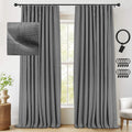 INOVADAY Blackout Curtain, Linen Textured, 50x84 inch, Dark Grey, Rod Pocket, Living Room & Bedroom, Thermal Insulated, Energy S