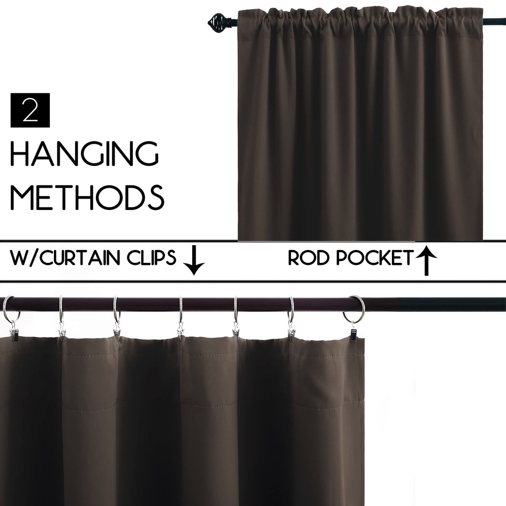 Koufall Brown Kitchen Window Curtains Blackout Rod Pocket Short Tier Curtains Small Chocolate Coffee Curtains For Bathroom Small Window Wide 34 X 30 Inch Length