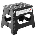 Casafield 11 Folding Step Stool with Handle, Black - Portable Collapsible Small Plastic Foot Stool for Kids and Adults - Use in 