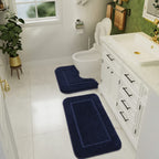 Lochas Bathroom Rug Set, 2 Piece Including 34X20 U-Shaped Toilet Mat, Soft Microfiber, Non Slip, Quick Dry, Absorbent, Machine W