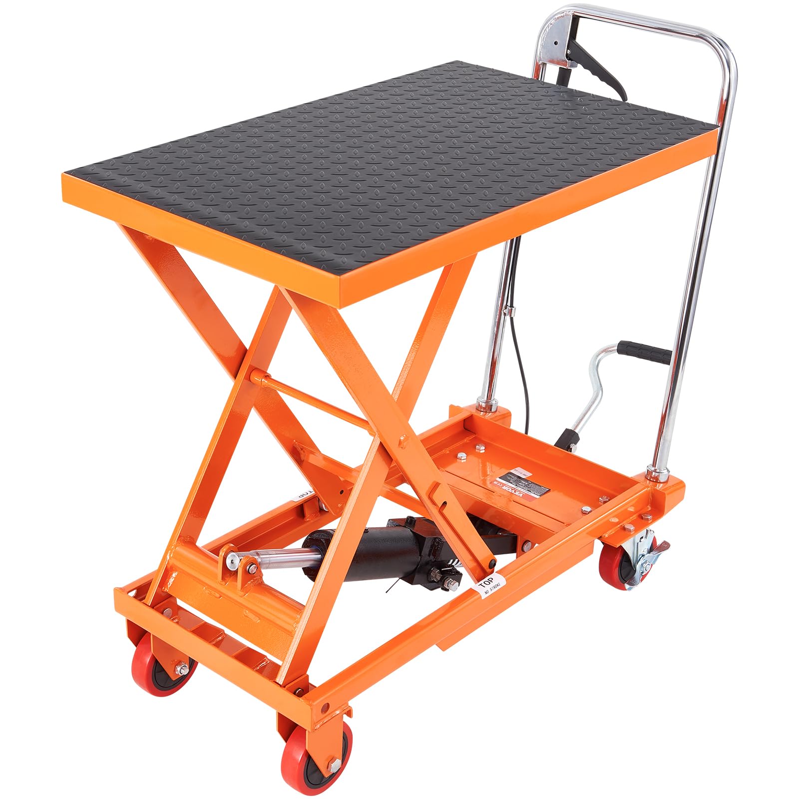 VEVOR TF23 Hydraulic Lift Table Cart, 500lbs Capacity 28.5'' with 4 Wheels and Non-Slip Pad, for Material Handling and Transport