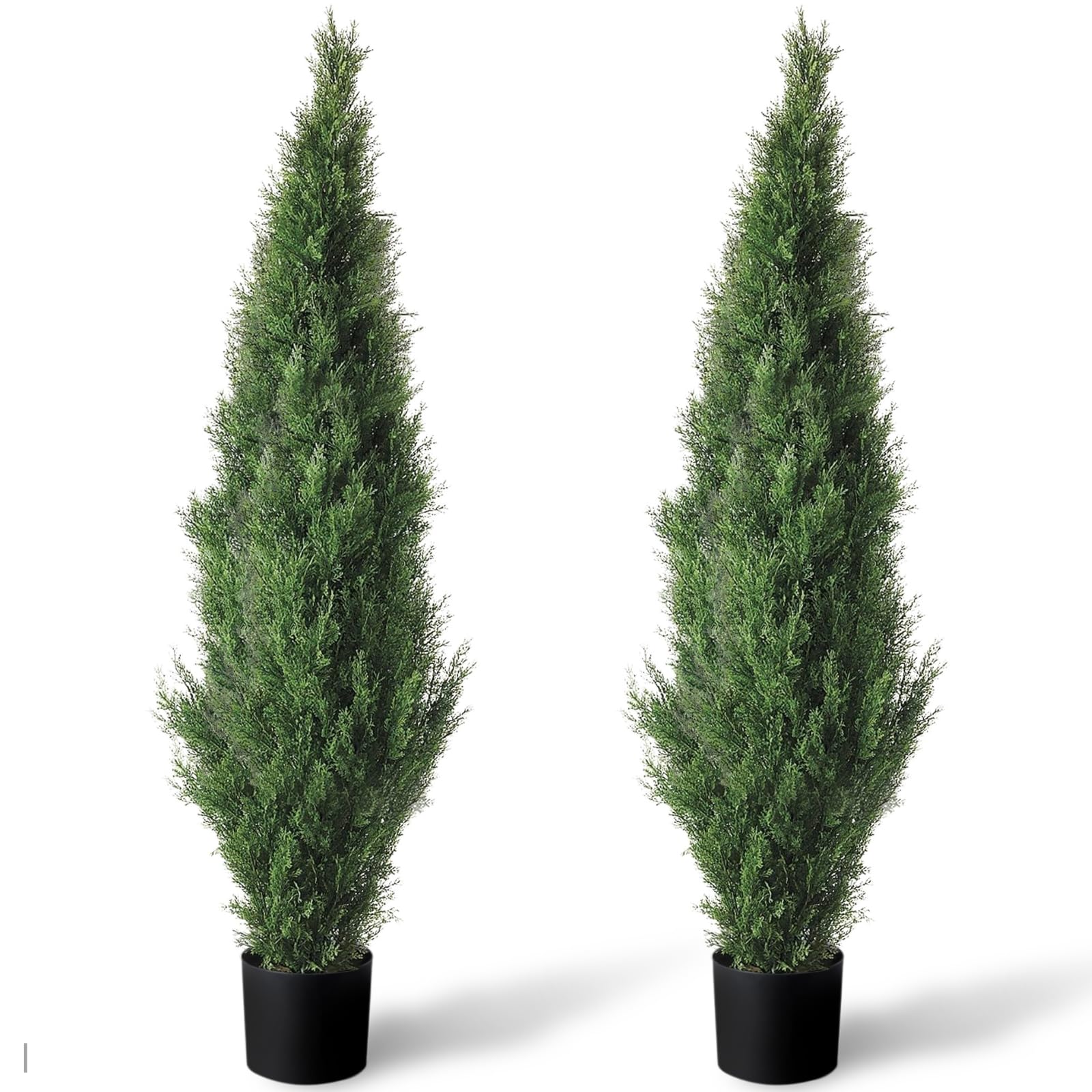 TRESIL Set of 2 Pre-Potted 4 Feet Faux Cedar Tree, Lifelike UV Protected Front Door Decor, Porch, Garden, Entryway Topiary, Indo