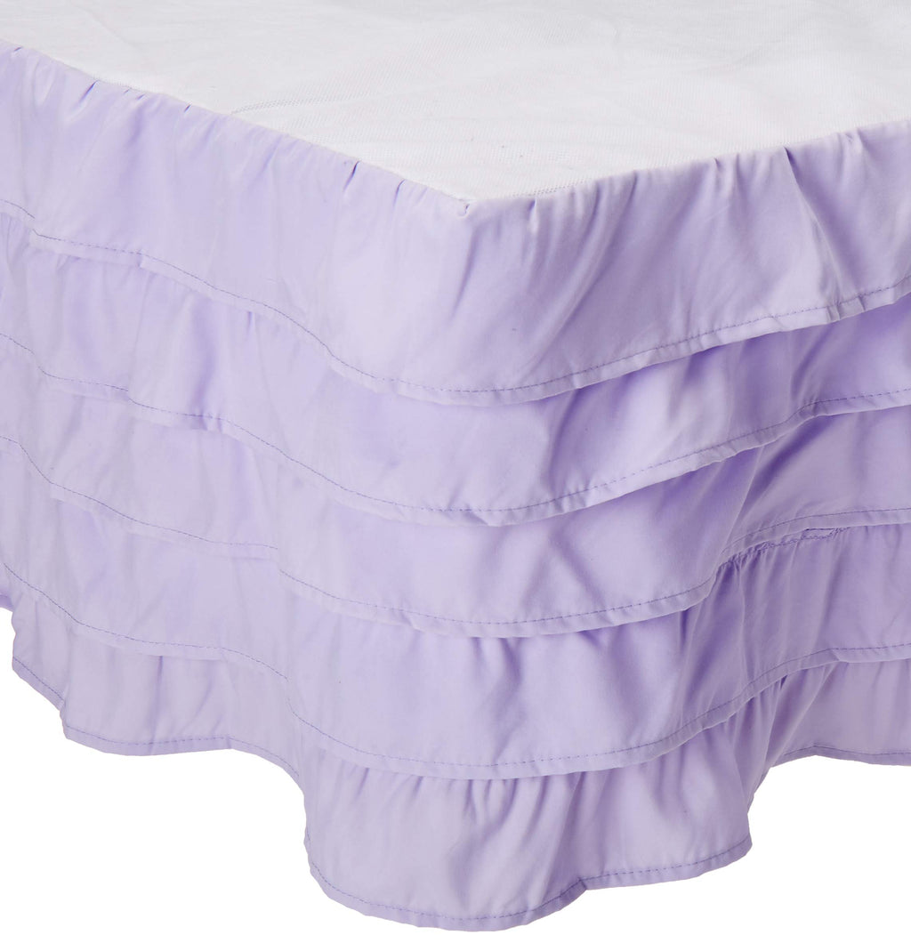 Elegant Comfort Luxurious Premium Quality 1500 Thread Count Wrinkle And Fade Resistant Egyptian Quality Microfiber Multi-Ruffle Bed Skirt - 15Inch Drop, California King, Lilac/Lavender