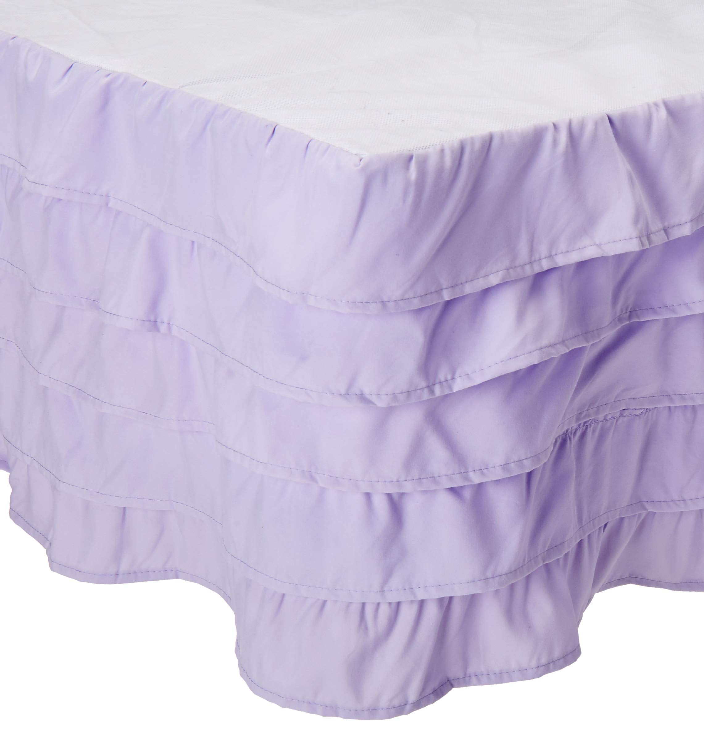Elegant Comfort Luxurious Premium Quality 1500 Thread Count Wrinkle And Fade Resistant Egyptian Quality Microfiber Multi-Ruffle Bed Skirt - 15Inch Drop, California King, Lilac/Lavender