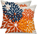 Dfxsz Outdoor Pillow Covers 16X16 Inch Set Of 2 Blue Orange Flower Decorative Waterproof Summer Outdoor Pillow Covers Valentines