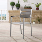 Modway Eei-3130-Slv-Gry Shore Outdoor Patio Aluminum Dining Armchair In Silver Gray