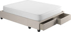 Boyd Sleep Modena Uplift Upholstered Platform Bed Frame Mattress Foundation, Dual Front Storage Drawers, and Strong Wood Slat Supports: Linen, Eggshell, Full