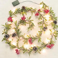 CENMORISE 9ft Snowy Olive Christmas Garland with Lights, Pines and Stars,Battery Operated Garland with Timer, Christmas Garlands