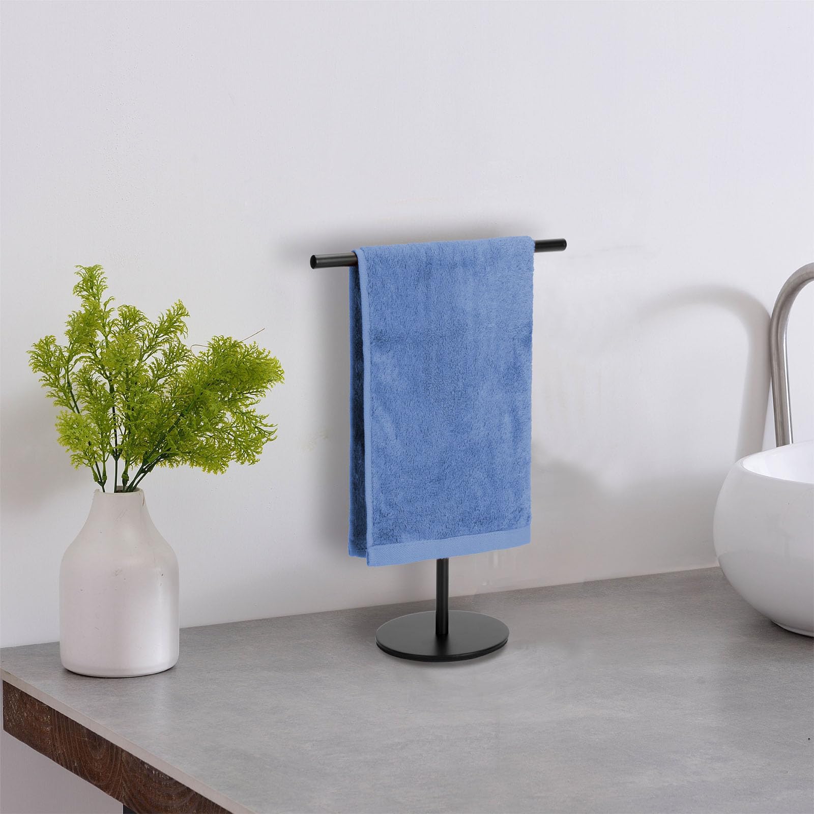 Songtec Hand Towel Holder Stand for Bathroom, Fingertip Towel Rack, Rust-Proof Accessories Jewelry Stand - Black