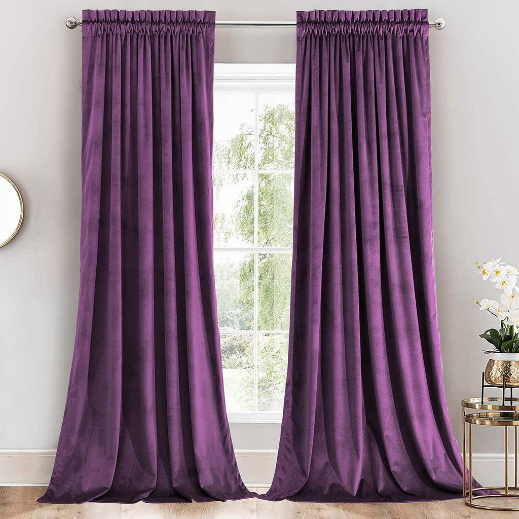 Royal Hotel Bedding Velvet Blackout Curtain Panels Top Rod Pocket Heavyeight, Solid Panels Soft Velvet Window Drapes, Set Of 2 P