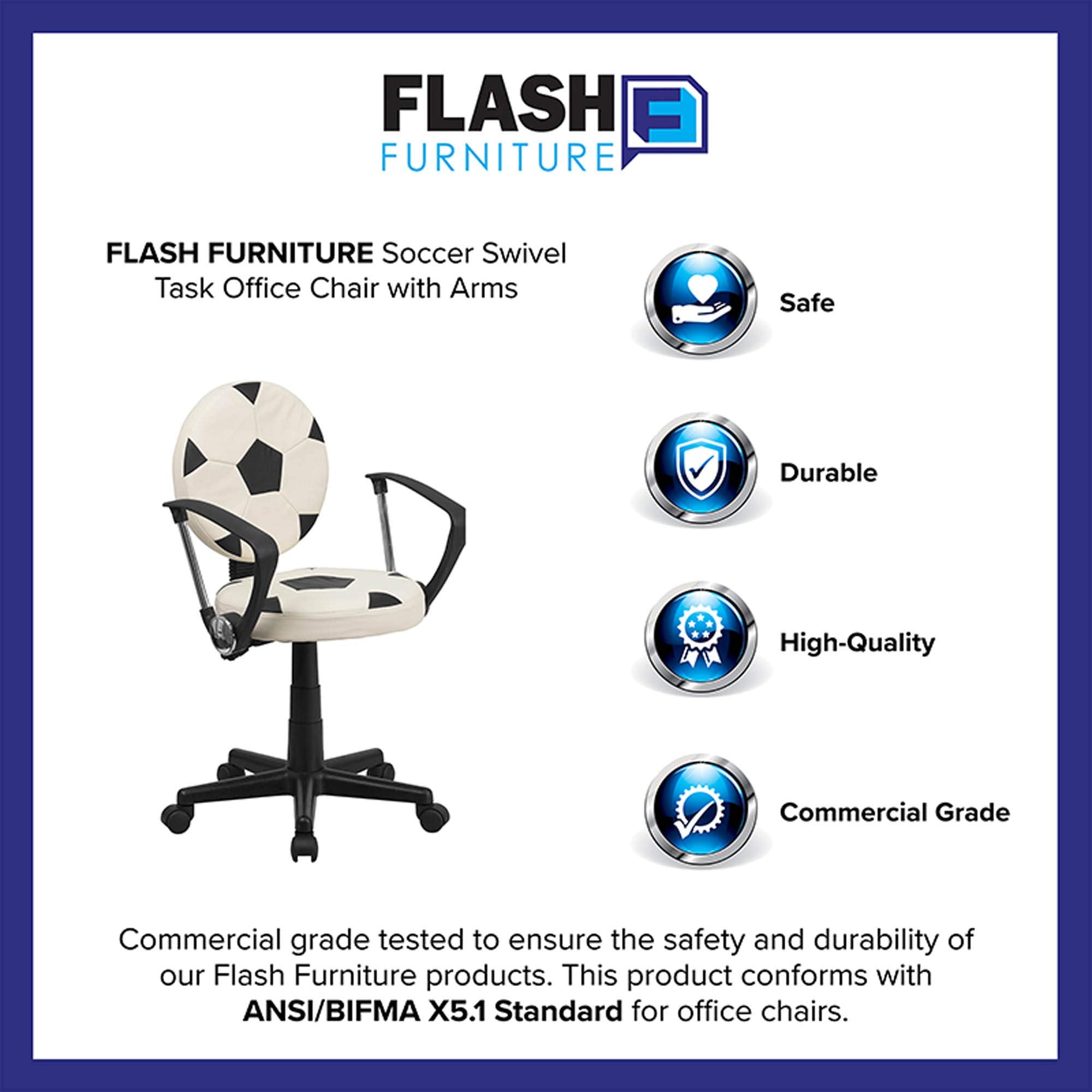 Flash Furniture Billy Soccer Swivel Task Office Chair with Arms