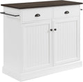 Crosley Furniture Shoreline Kitchen Island, Microwave Stand, Coffee Bar, with Shelves and Drawers, White
