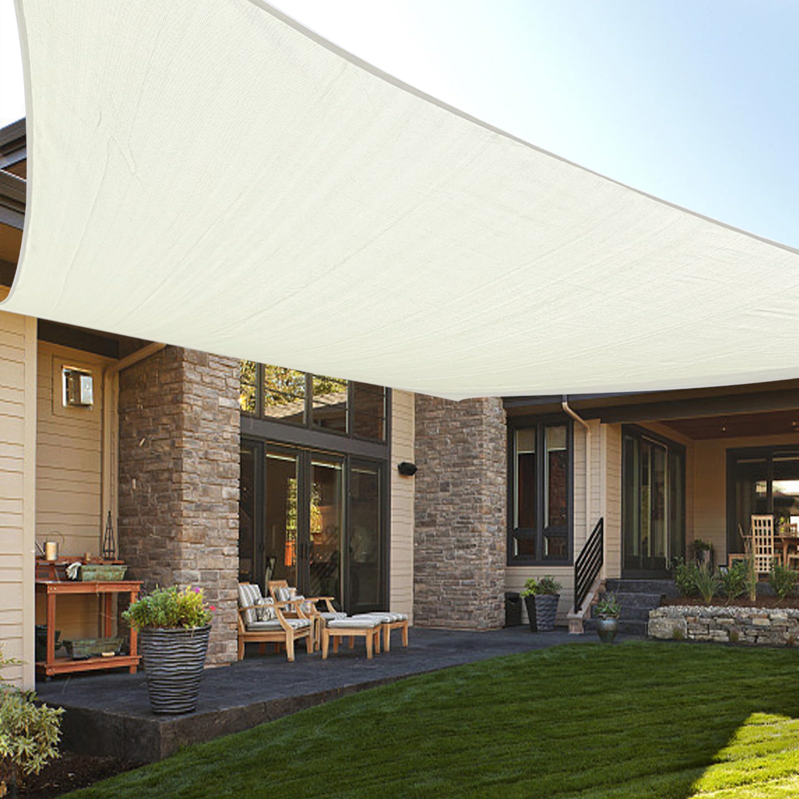 Love Story Custom Size 12'X24' Cream Sun Shade Sail Rectangle Uv Block Canopy Patio Sail Sunshades Fabric For Outdoor Garden Car