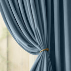 Lazzzy Blue Velvet Room Darkening Thermal Insulated Curtains 72 Inch Length Soundproof Noise Reducing Drapes For Bedroom Living Privacy Home Decor Rod Pocket, 2 Panels Dark Slate