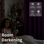 Bgment Fashion Sliding Door Curtain 120 X 96 Inches, Wide Thermal Blackout Curtains Room Darkening Room Divider Window Curtain, 1 Panel, Purple, 96 Length X Wide 120