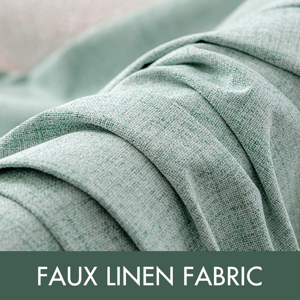 Miulee Linen Texture Curtains For Bedroom Solid 100% Blackout Thermal Insulated Seafoam Green Curtains Grommet Room Darkening Curtains/Draperies For Living Room Nursery 52X84 Inch (2 Panels)