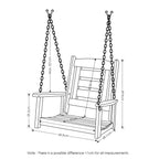Furinno Tioman Hardwood Patio / Garden / Outdoor 2Ft Porch Swing, 1 Seater With Hanging Chains, Natural
