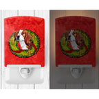 Caroline'S Treasures Sc9101Cnl Beagle Christmas Wreath Ceramic Night Light Compact, Ul-Certified, Ideal For Bedroom, Bathroom, N