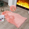 linmopm Faux Fur Rug Sheepskin Shag Fluffy Fuzzy Pink 2x3 ft Small Rugs for Bedroom Bedside Bed Floor Living Room Plush High-Den