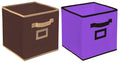 Kuber Industries Non Woven 2 Pieces Large Foldable Storage Organiser Cubes/Boxes (Coffee & Purple)  Ctgtc35263
