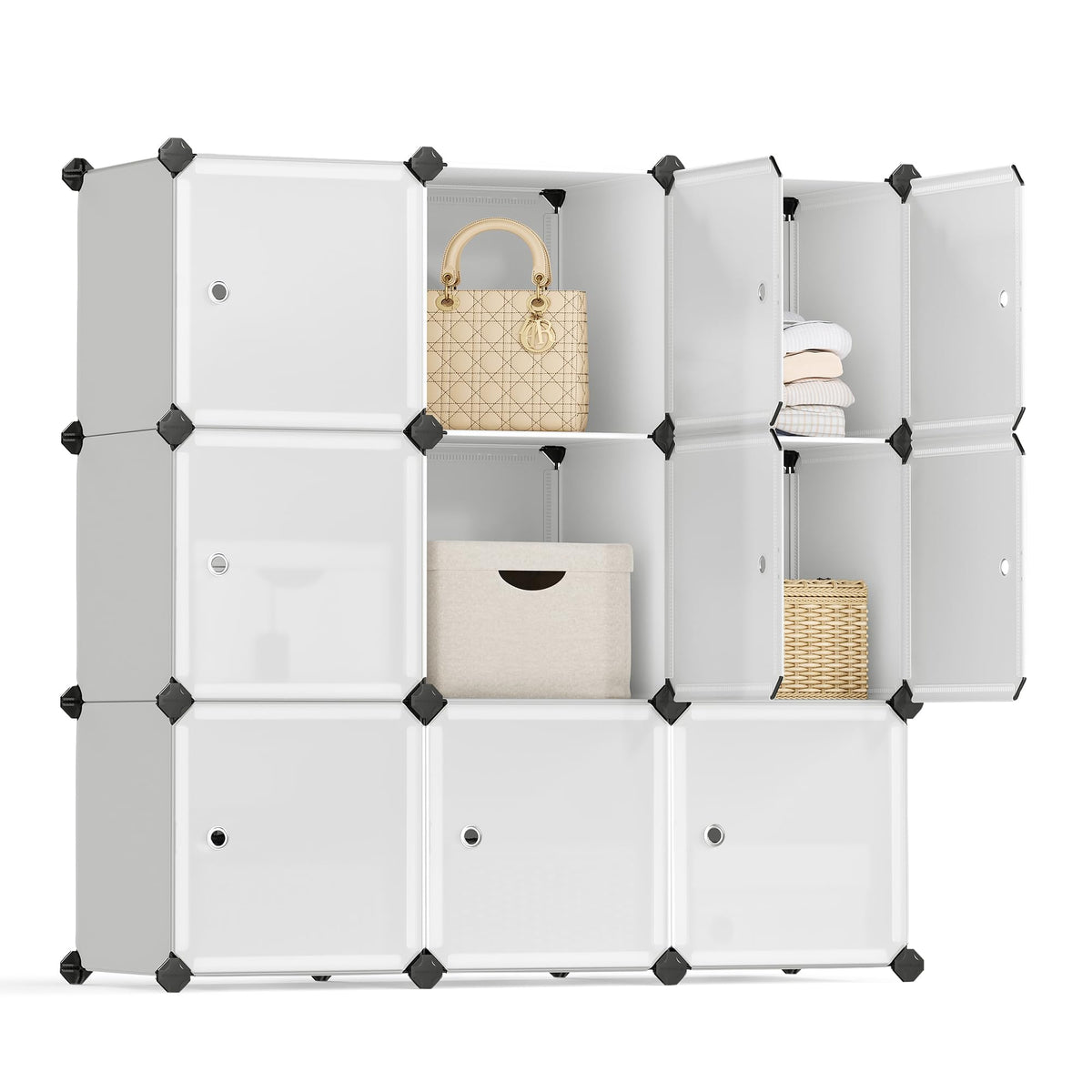 SONGMICS Cube Storage Organizer, Set of 9 Plastic Cubes, Closet Storage Shelves, DIY Plastic Closet Cabinet, Modular Bookcase, S