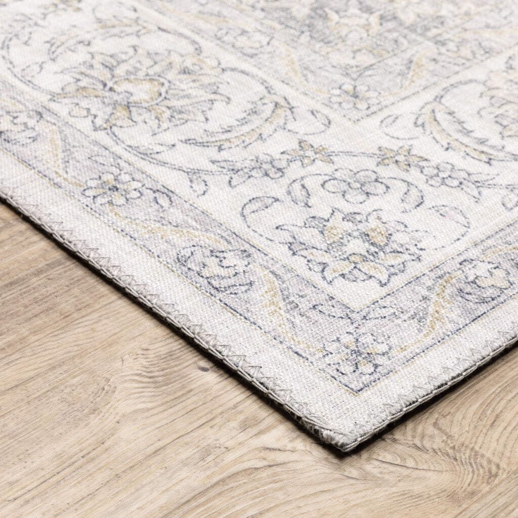 HomeRoots 509516 9 x 12 ft. Beige Gold & Gray Oriental Power Loom Stain Resistant Rectangle Area Rug