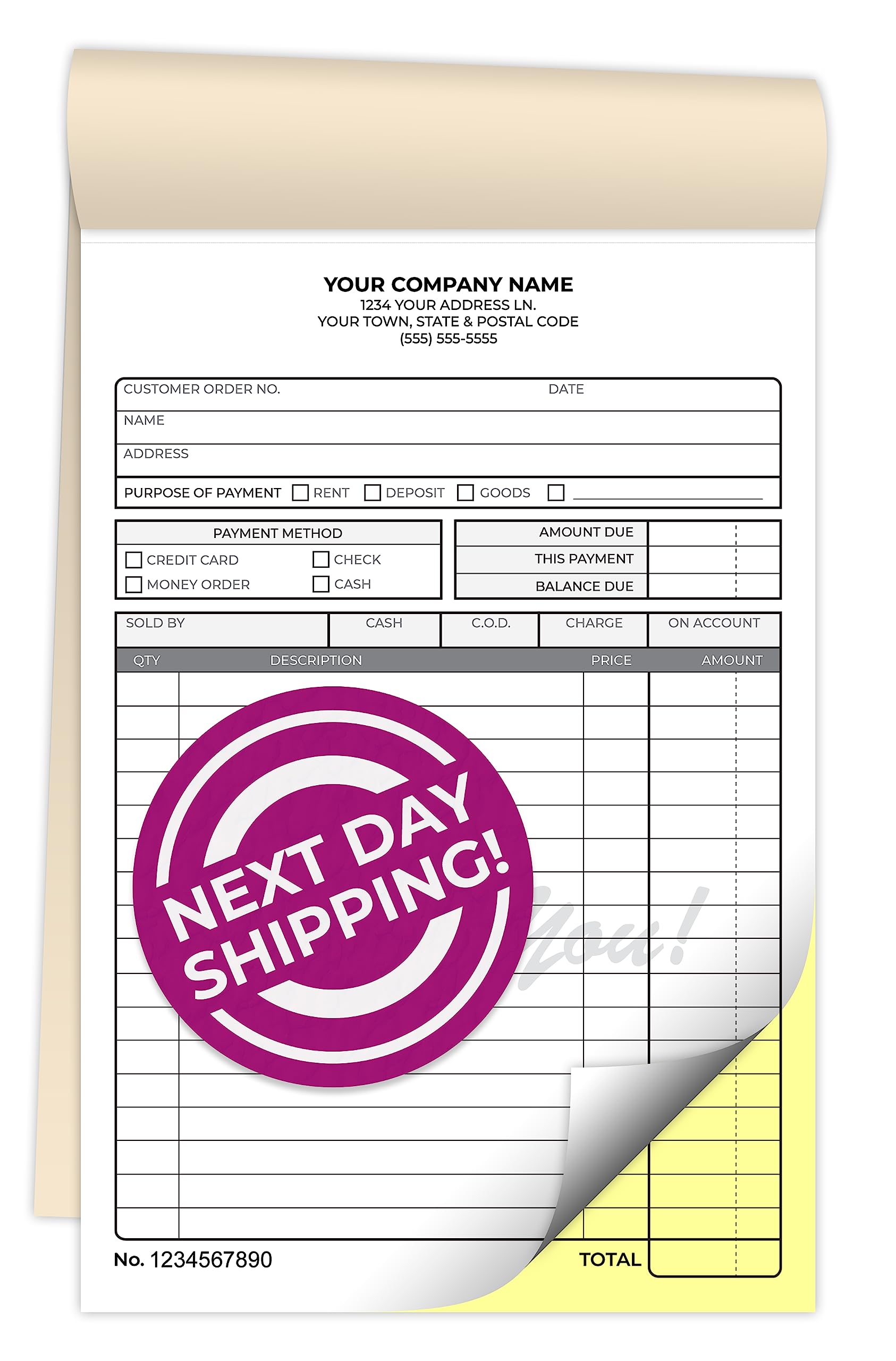 Custom 5.5 ' X 8.5 ' Carbonless Ncr Books In 2-Part Duplicate Invoices, Receipts, Work Orders, Sales Orders, Purchase Orders,