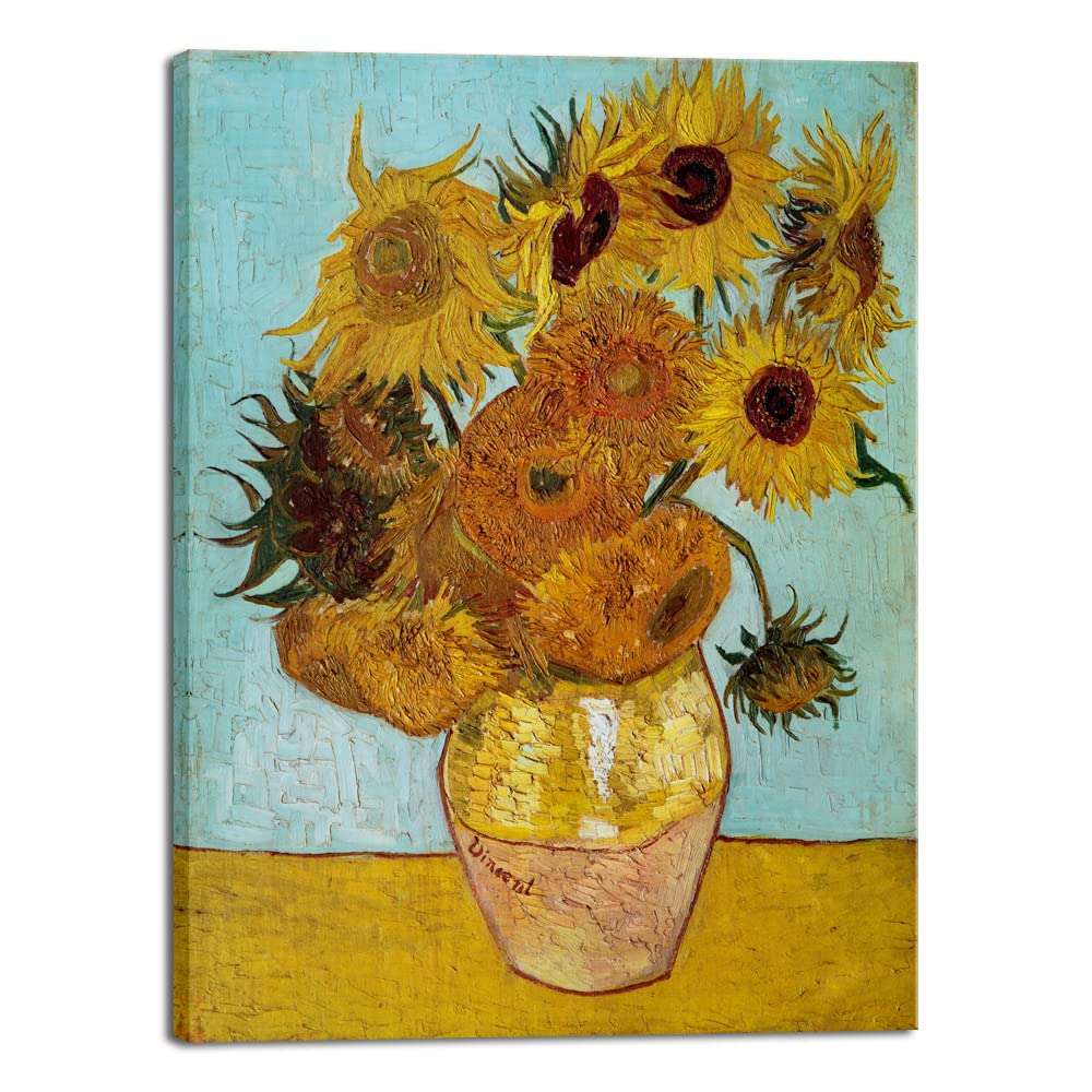 Wieco Art Large Canvas Wall Art Sunflower by Vincent Van Gogh Oil Paintings Reproduction Abstract Wall Decorations for Living Ro