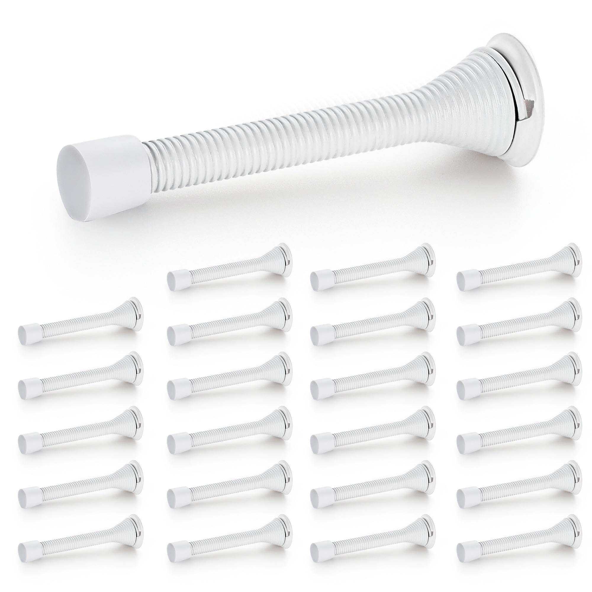 Ravinte Door Stoppers, 24 Pack White Spring Door Stops With Rubber Bumper, Door Stoppers For Bottom Of Door