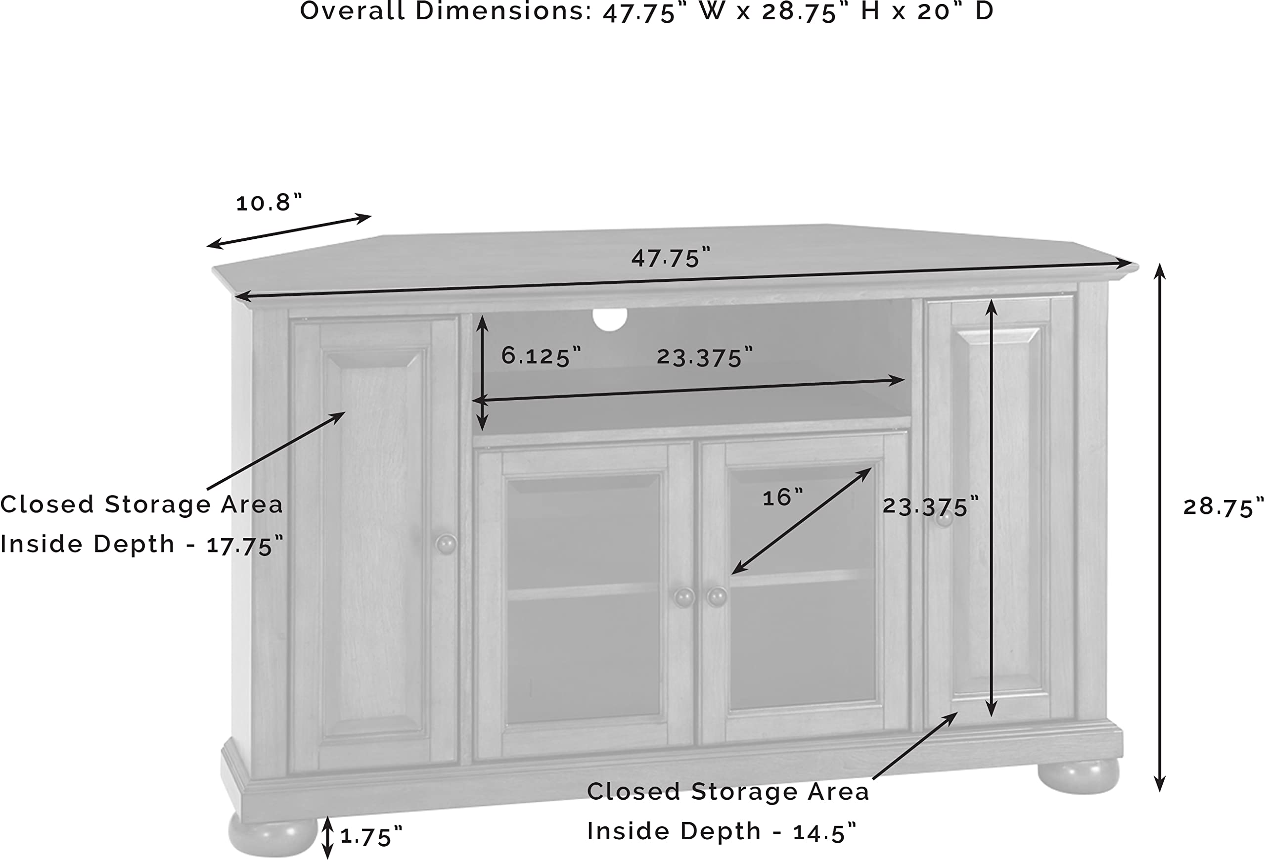 Crosley Furniture Alexandria Corner Tv Stand For 50+ Inch Tvs, Entertainment Center With Storage Shelves, Black