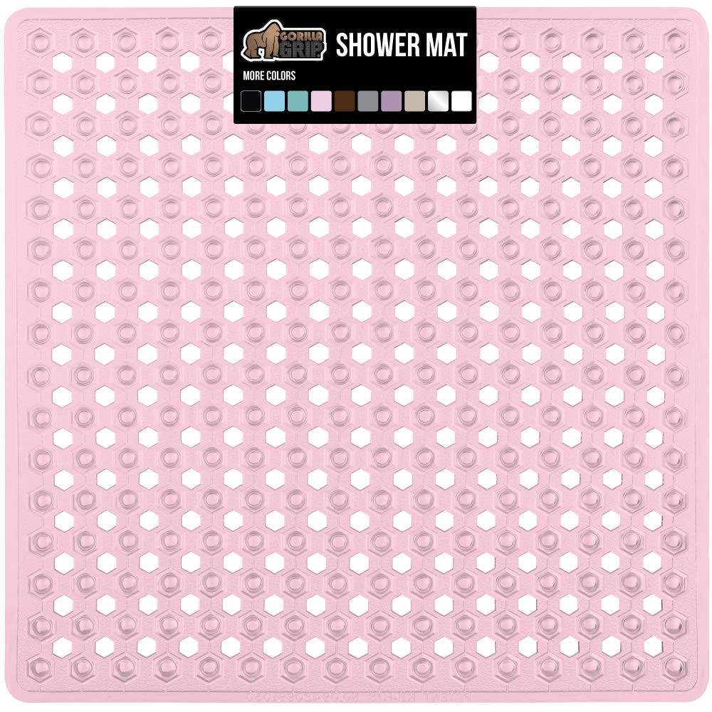 gorilla grip Patented Shower Stall Mat, 21x21, Machine Washable, Square Bathroom Bath Tub Mats for Stand up Showers and Small Ba