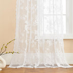Seekright White Lace Curtains 90 Inches Long 2 Panels Victorian Floral Sheer Curtains For Living Room Bedroom Rod Pocket Light F