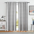 Bapawfish Gray White Buffalo Plaid Window Curtain Panels 90 Inches Length,Farmhouse Gingham Semi Sheer Drapes For Bedroom Living