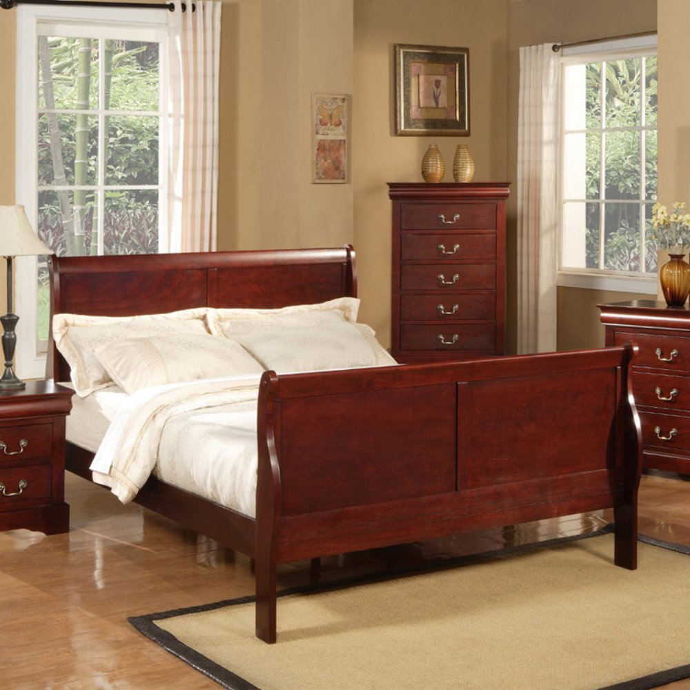 Alpine Furniture Louis Philippe Ii Sleigh Bed, Twin Size