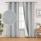 Chevron Blackout Curtains For Bedroom 63'' Grey Jacquard Woven Blackout Window Treatment Set For Men Guest Room Nursery Thermal