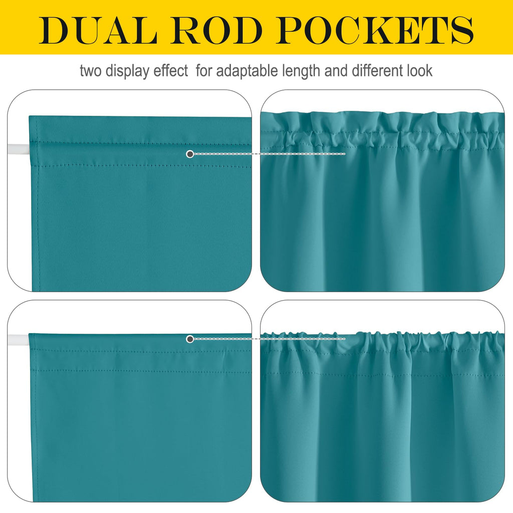 Nicetown Classroom Door Window Covers - Thermal Insulated Rod Pocket Blackout Privacy French Door Panel For Kitchen, Front Door Curtains For Small Window, 30 W X 72 L, Peacock Teal, 1 Panel