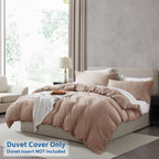 Nestl Khaki Duvet Cover Full Size - Soft Prewashed Full Size Duvet Cover Set, 3 Piece, With Zipper Closure, 1 Duvet Cover 80X90 Inches And 2 Pillow Shams - No Comforter