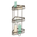 iDesign York Metal Wire Corner Standing Shower Caddy 3-Tier Bath Shelf Baskets for Towels, Soap, Shampoo, Lotion, Accessories, B
