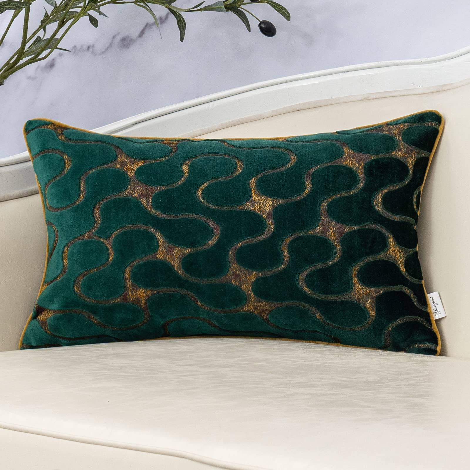 Yangest Green Throw Pillow Cover Wavy Cushion Cover Modern Zippered Rectangular Pillowcase For Sofa Couch Bedroom Living Room Ho