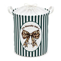 Qskjre Coquette Leopard Bow Laundry Basket, Preppy Girls Cheetah Bathroom Decor, Im Literally Just a Girl Striped Laundry Hampe