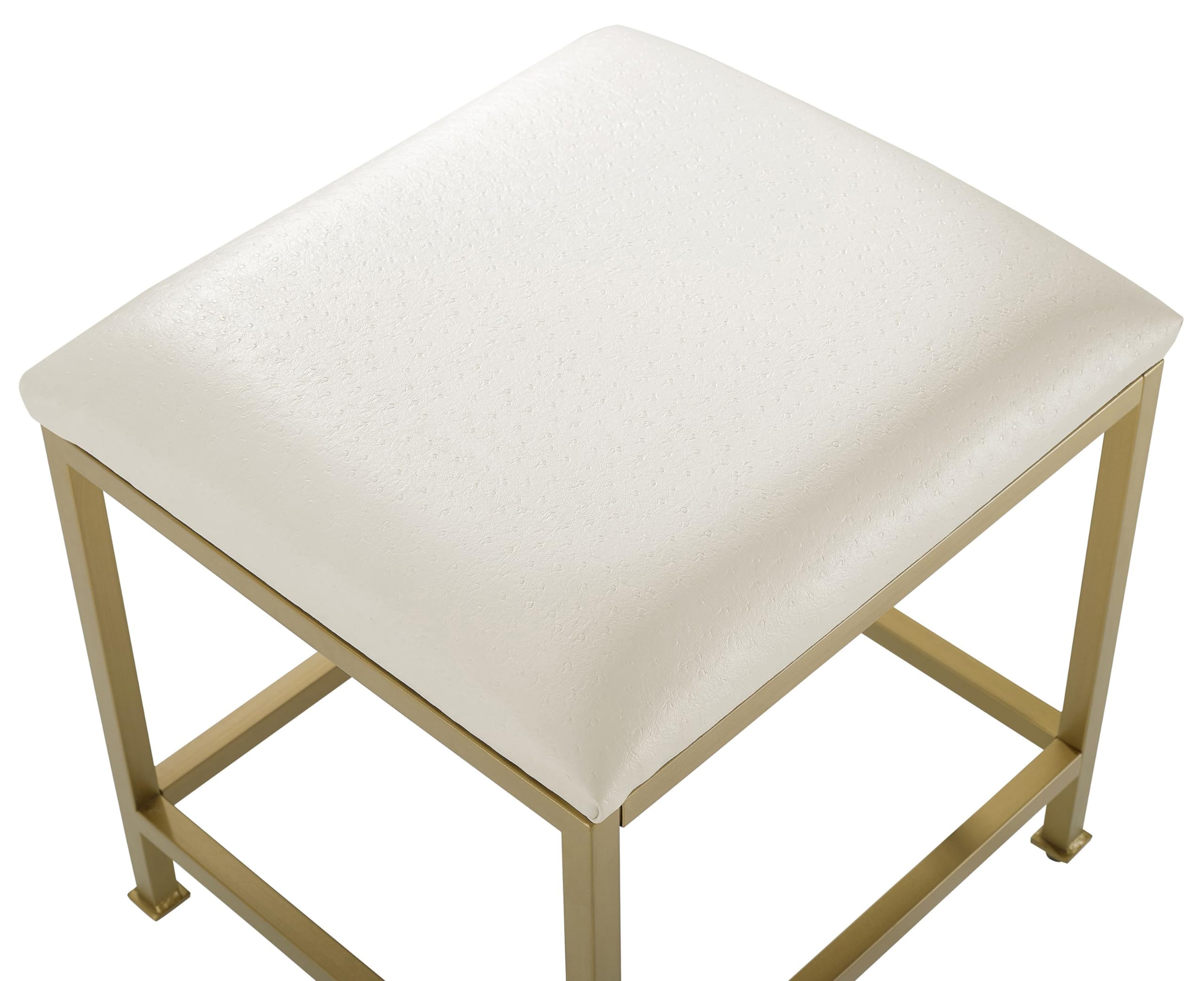 Crosley Furniture Aimee Makeup Vanity Chair with Upholstered Seat, Gold