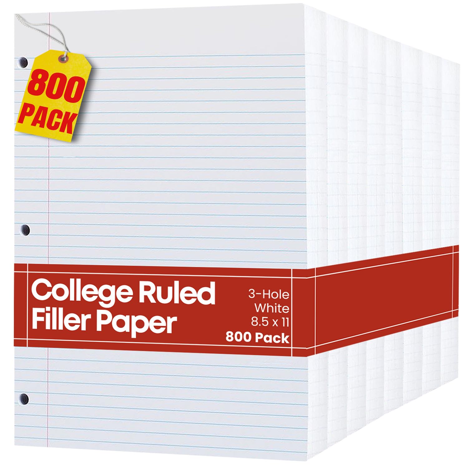 1Intheoffice College Ruled Filler Paper, 8 1/2' X 11', 800 Sheets (800 Sheets)