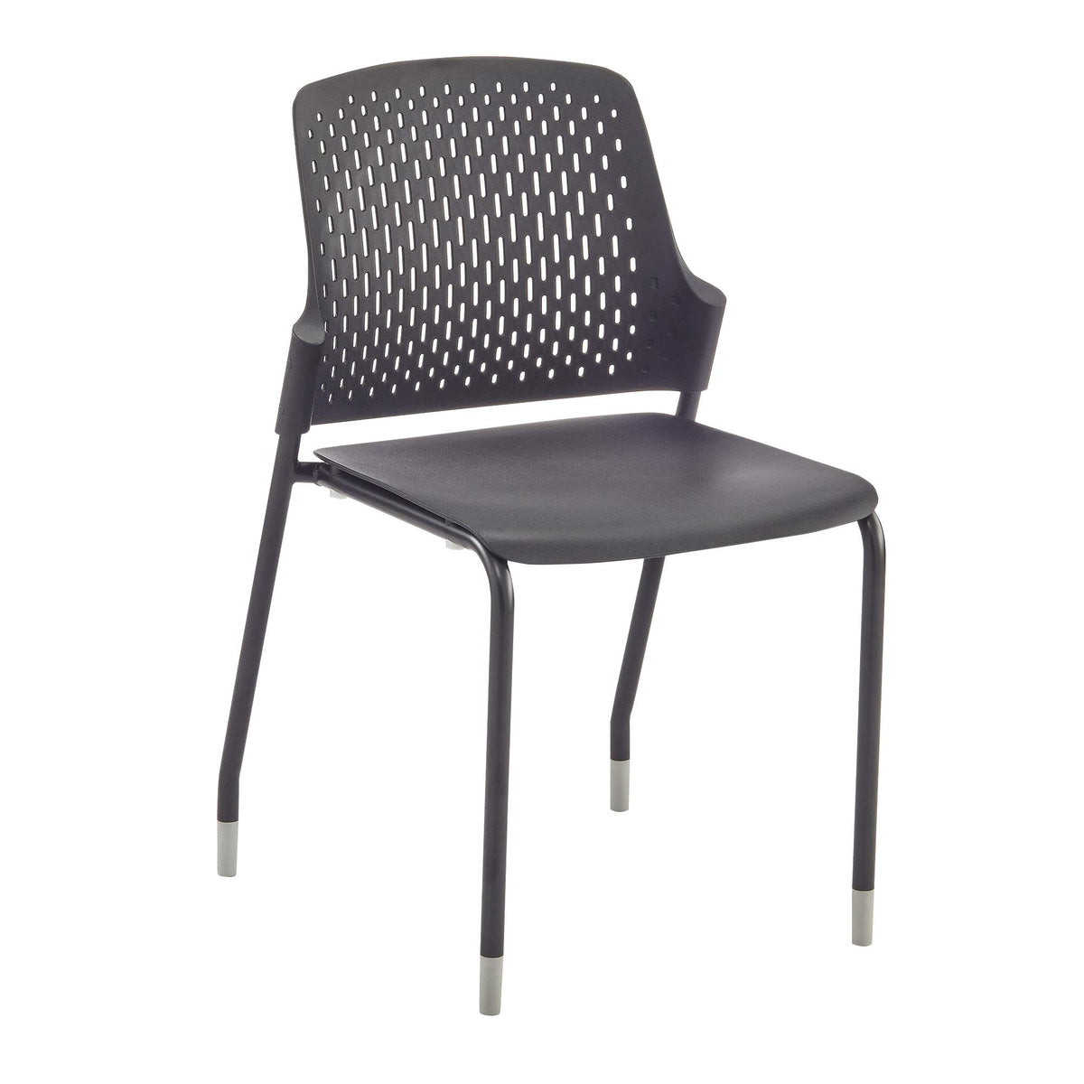 Safco Products 4287Bl Next Stacking Chair, Set Of 4, Comfortable Contoured Plastic Seat, Lightweight Tubular Steel Frame, Durable Construction, Black