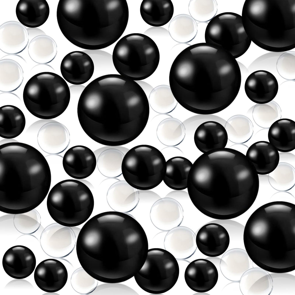 Black Floating Pearls | 150 PCS Black Pearls Bead for Centerpieces Vases, No Hole Beads | 8/14/20 mm Black Floating Beads | Blac