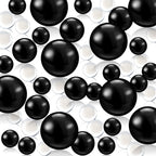 Black Floating Pearls | 150 PCS Black Pearls Bead for Centerpieces Vases, No Hole Beads | 8/14/20 mm Black Floating Beads | Blac